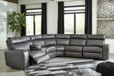 Warmstead Furniture - Ashley Furniture - Samperstone Sectional - 2-Piece Power Reclining Sectional Loveseat / Gray - 55203S5